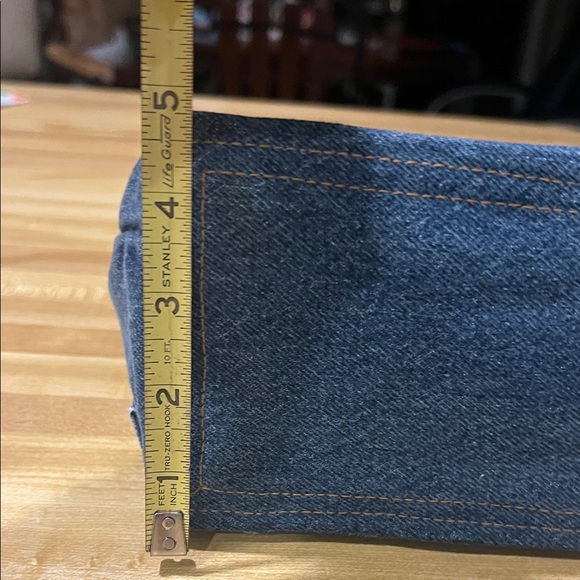 # 0679+ Denim Blue Levi and Leather belt Purse with Beaded Handle - Picture 7 of 8